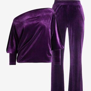 Chic Velour Slouchy and Wide Leg Lounge Set